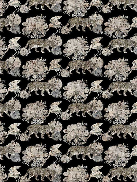Scalamandre WNM0006LEOP Leopard Walk Black Wallpaper