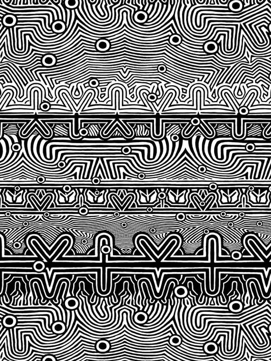 Scalamandre WH000013336 Nouvelle Vague Noir and Blanc Wallpaper