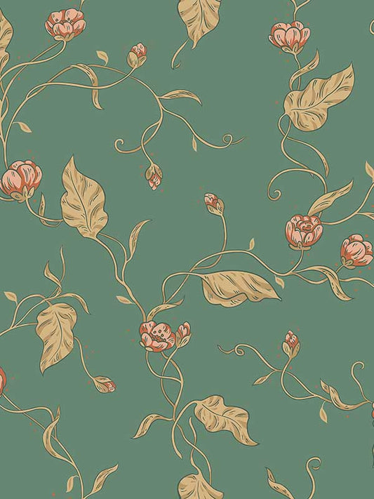 Scalamandre WSB00091400 Elmire Emerald Wallpaper