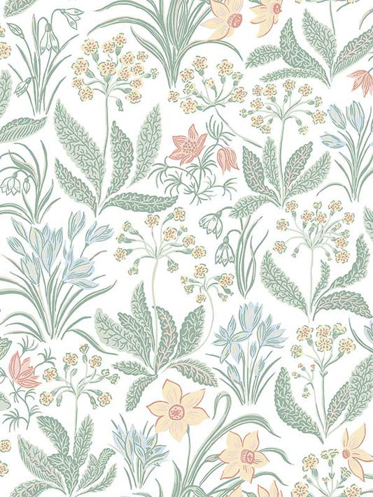 Scalamandre WSB006001015 Huset I Solen Spring Green Wallpaper