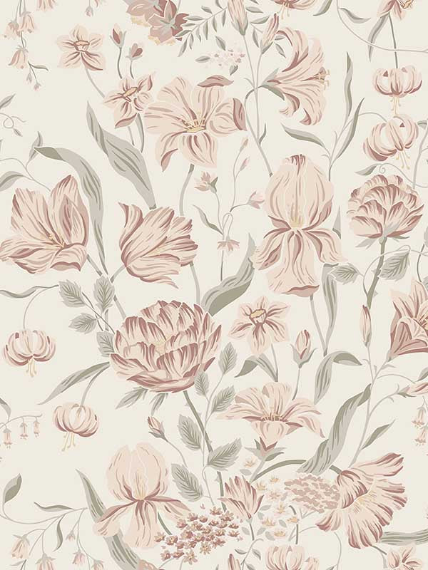 scalamandre wsb00641016 karins bukett powder pink wallpaper