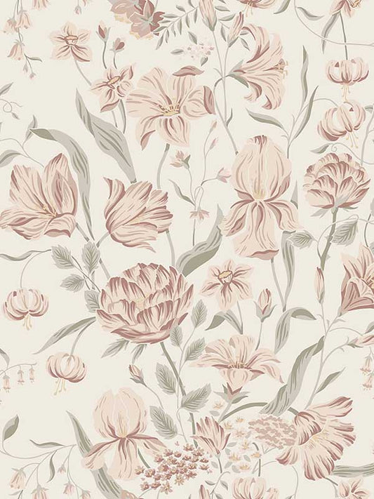 Scalamandre WSB00641016 Karins Bukett Powder Pink Wallpaper