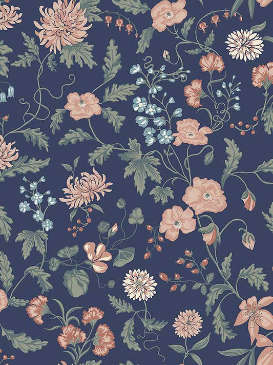 Scalamandre WSB006701016 Till Karin Midnight Blue Wallpaper