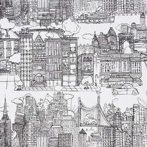schumacher - new york  new york - black on white - 2705530 - wallpaper