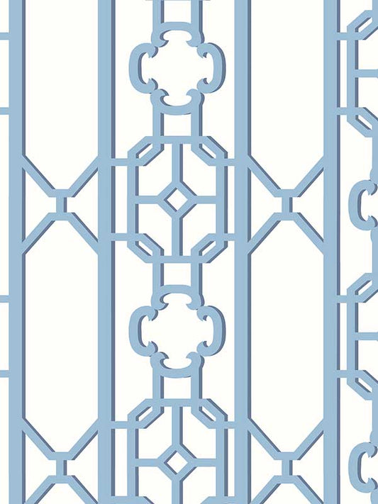 Scalamandre SC0011WP88582D Joanna Fret Blue Jay Wallpaper