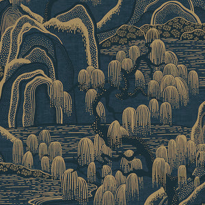 Schumacher - Indigo Garden - Indigo And Gold - 3132 - Wallpaper