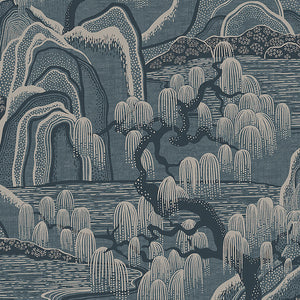 schumacher - indigo garden - blue - 3133 - wallpaper