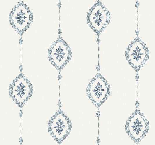 Seabrook Sand Dollar Stripe Coastal Blue Wallpaper