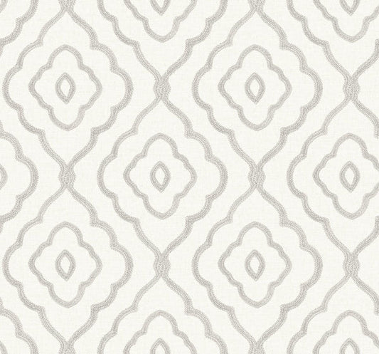 Seabrook Seaside Ogee Daydream Gray Wallpaper