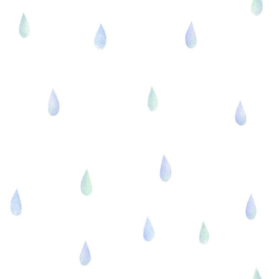 Seabrook Raindrops Periwinkle And Mint Wallpaper