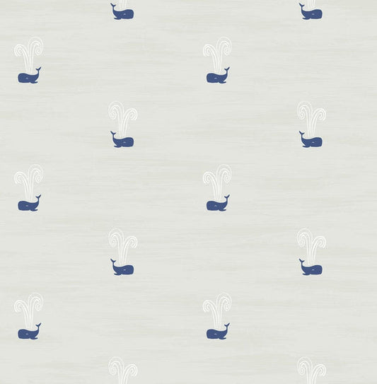 Seabrook Tiny Whales Soft Gray And Navy Wallpaper