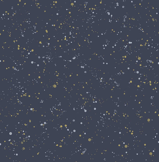 Seabrook Paint Splatter Navy And Metallic Gold Wallpaper