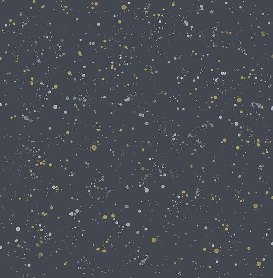 Seabrook Paint Splatter Midnight Blue And Metallic Gold Wallpaper