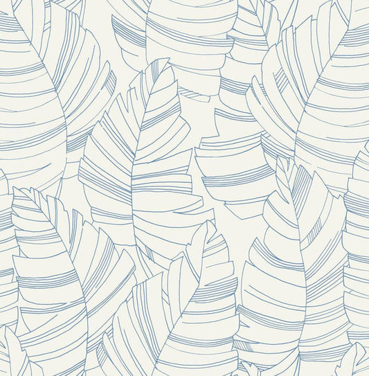 Seabrook Jungle Leaves Carolina Blue Wallpaper