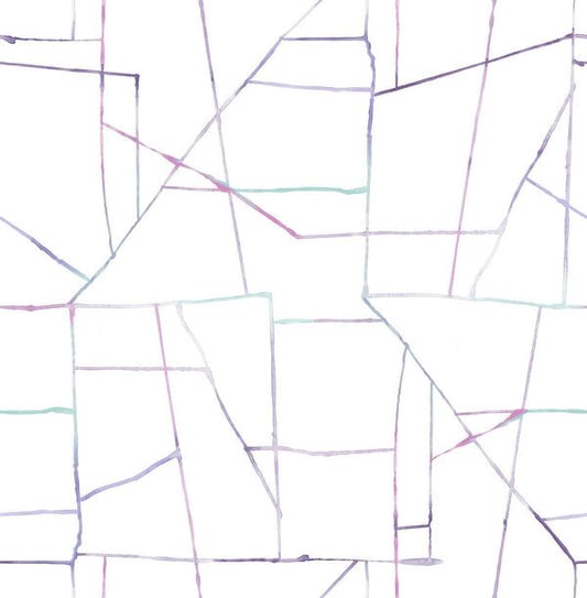 Seabrook Geo Creative Purple, Teal, And Pink Wallpaper