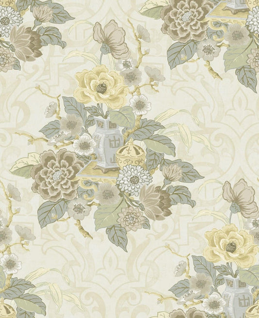 Seabrook Dynasty Floral Metallic Pearl Wallpaper
