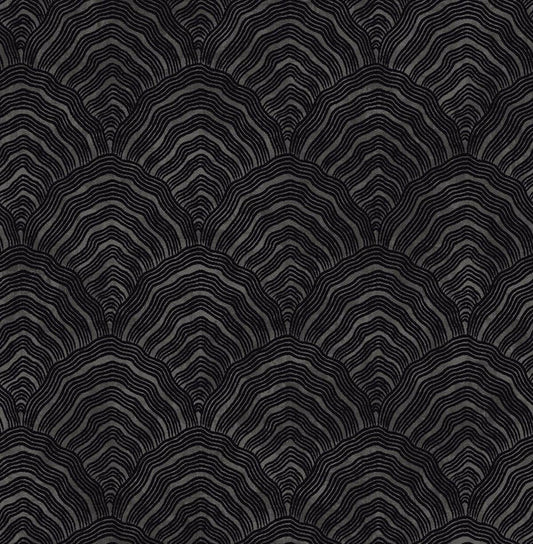 Seabrook Confucius Scallop Ebony And Metallic Mocha Wallpaper