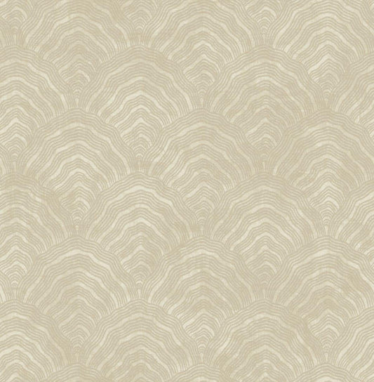 Seabrook Confucius Scallop Tan And Metallic Pearl Wallpaper