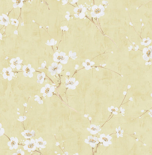 Seabrook Silk Road Dogwood Metallic Pearl And Gold Wallpaper