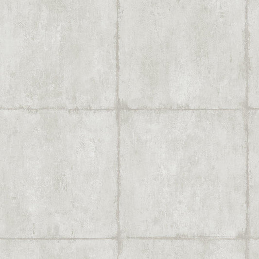 Seabrook Great Wall Blocks Metallic Silver And Grey Wallpaper