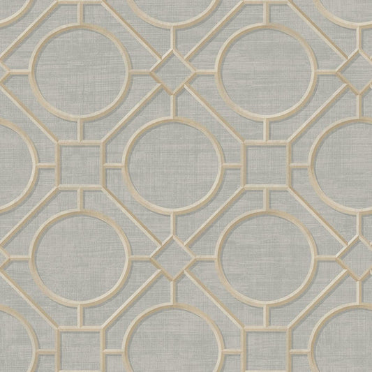 Seabrook Silk Road Trellis Metallic Gold And Gray Wallpaper