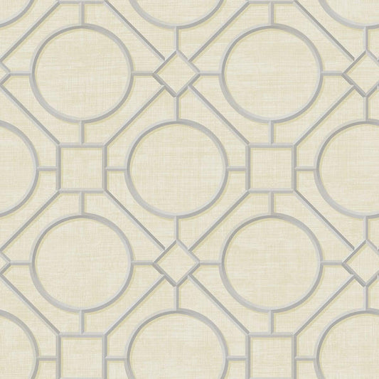Seabrook Silk Road Trellis Metallic Silver And Linen Wallpaper