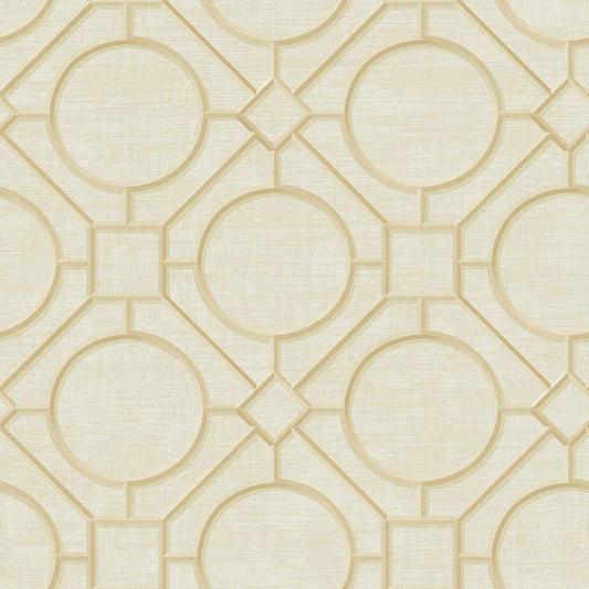 Seabrook Silk Road Trellis Metallic Gold And Linen Wallpaper