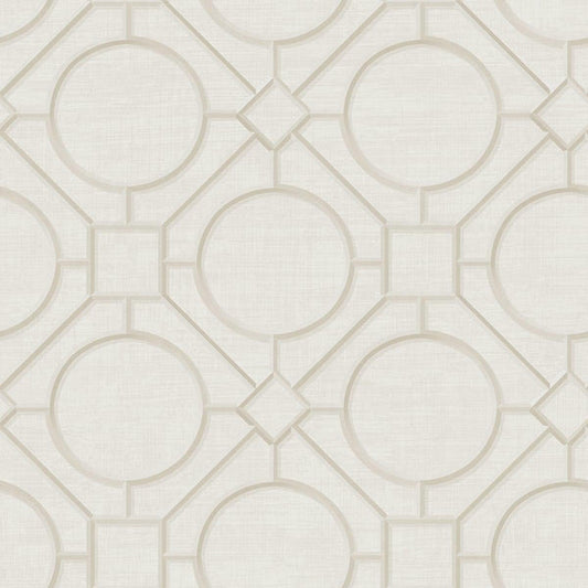 Seabrook Silk Road Trellis Metallic Pearl And Off-White Wallpaper