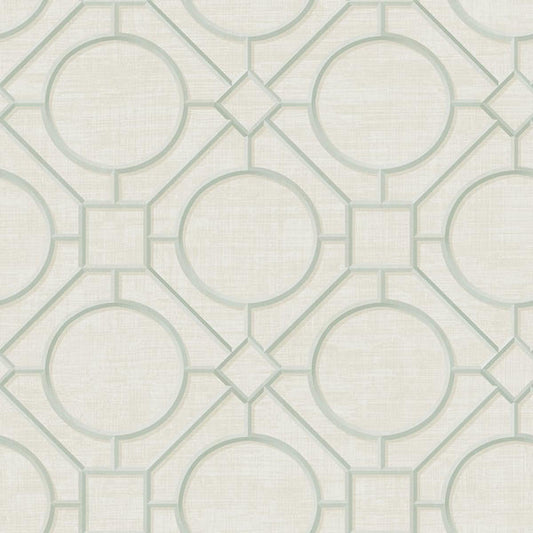 Seabrook Silk Road Trellis Metallic Mint And Off-White Wallpaper