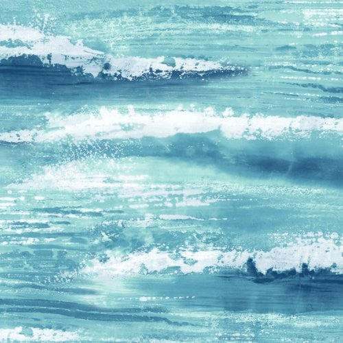 Seabrook Moseley Waves Metallic Blue And White Wallpaper