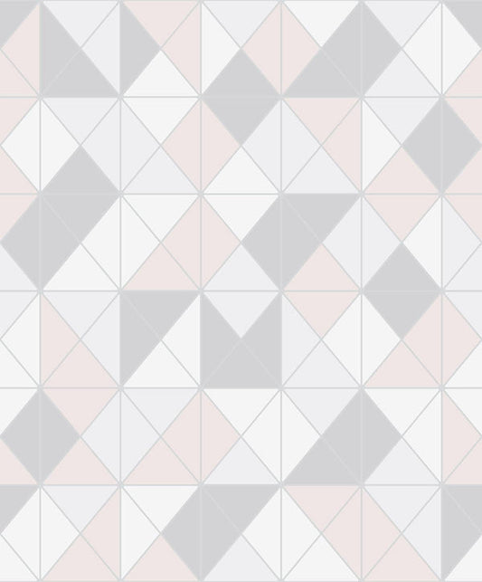 Seabrook Metallic Geo Metallic Silver And Blush Wallpaper