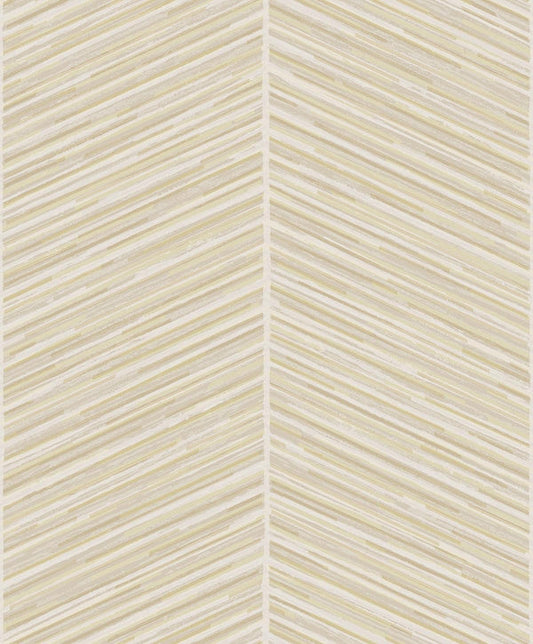 Seabrook Herringbone Stripe Metallic Gold And Off-White Wallpaper