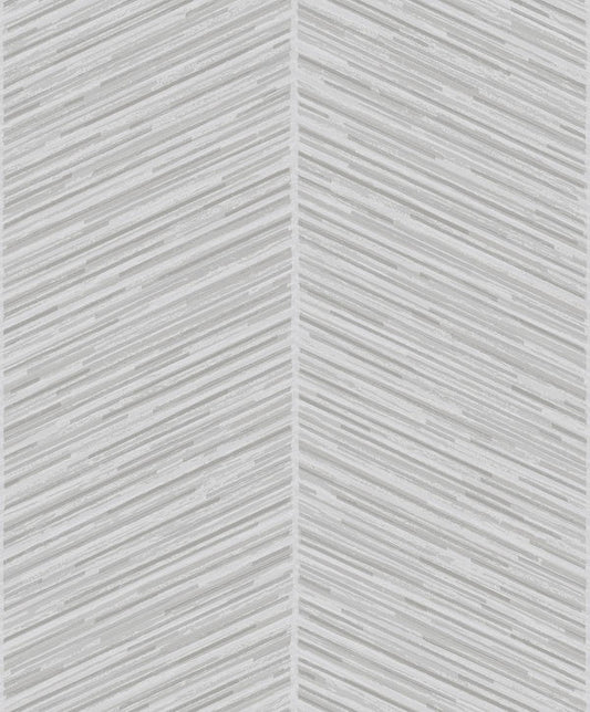 Seabrook Herringbone Stripe Metallic Silver And Gray Wallpaper