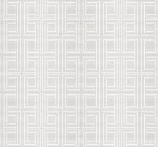 Seabrook Interlocking Squares Metallic Champagne And Off-White Wallpaper