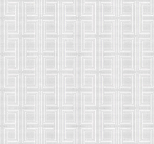 Seabrook Interlocking Squares Metallic Pearl And Off-White Wallpaper