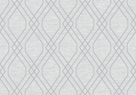 Seabrook Diamond Cork Metallic Silver And White Wallpaper