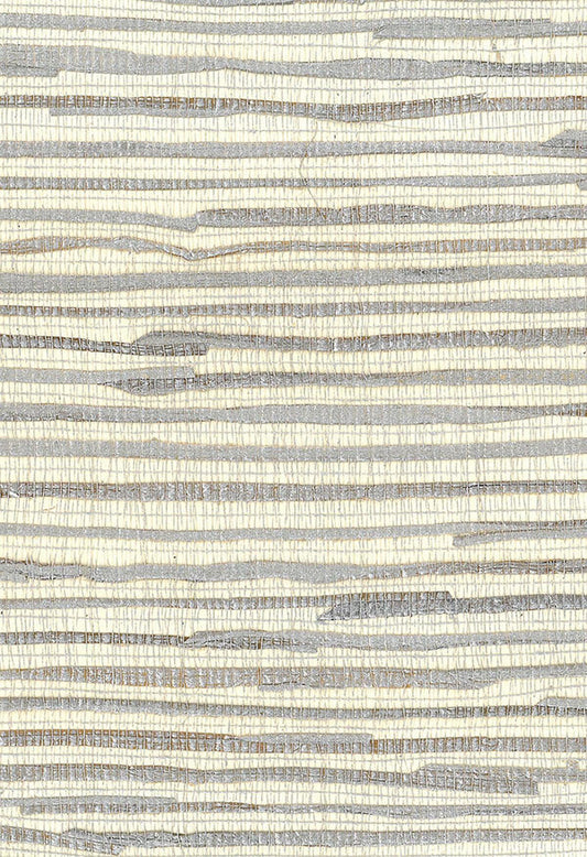 Seabrook Java Grass Metallic Silver, Off White Wallpaper