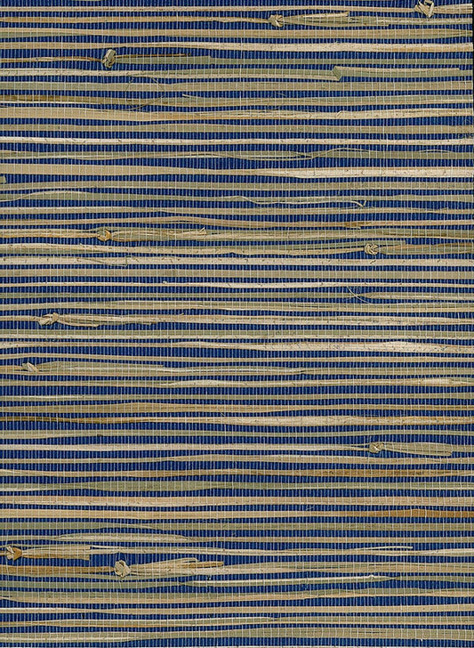 Seabrook Triangle Grass Blue, Tan Wallpaper