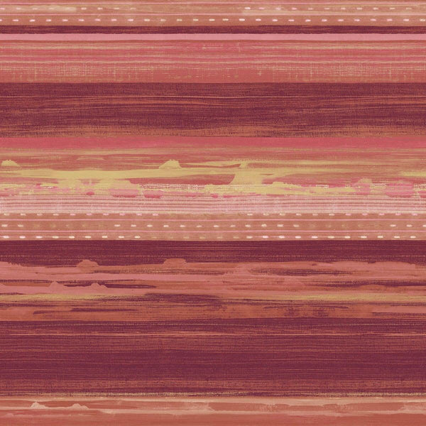 seabrook horizon brushed stripe cranberry, scarlet, and blonde wallpaper