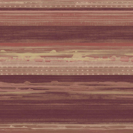 Seabrook Horizon Brushed Stripe Maroon, Taupe, And Blonde Wallpaper