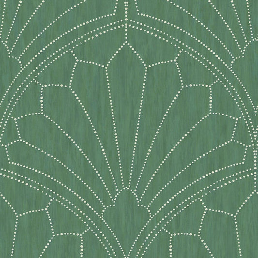 Seabrook Scallop Medallion Jade And Ivory Wallpaper