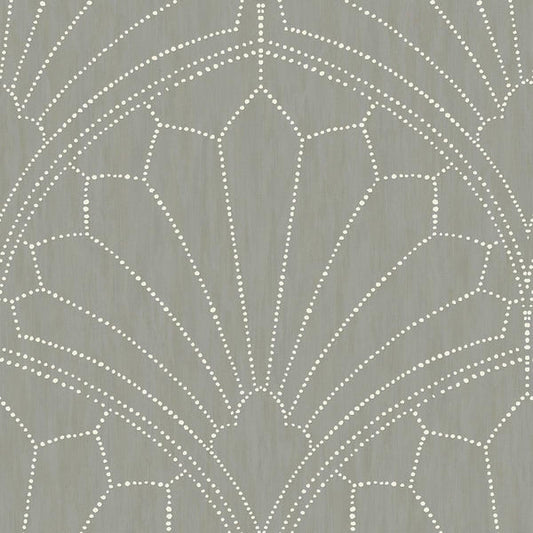 Seabrook Scallop Medallion Cinder Gray And Ivory Wallpaper