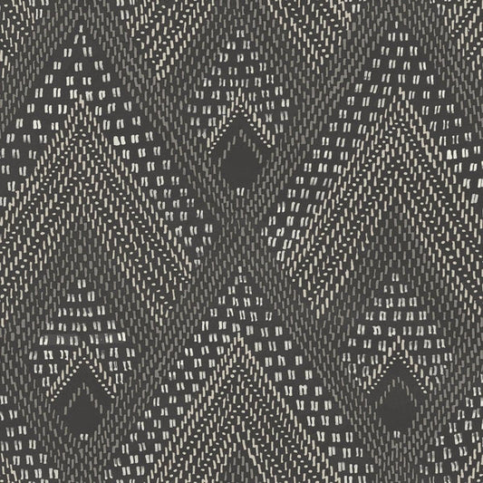 Seabrook Panama Boho Diamonds Black Sands And Charcoal Wallpaper
