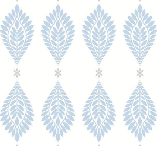 Seabrook Mirasol Palm Frond Carolina Blue And Eggshell Wallpaper