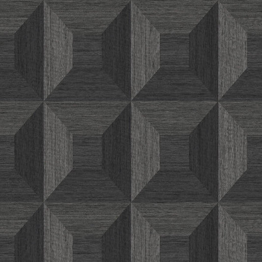 Seabrook Squared Away Geometric Ebony Wallpaper