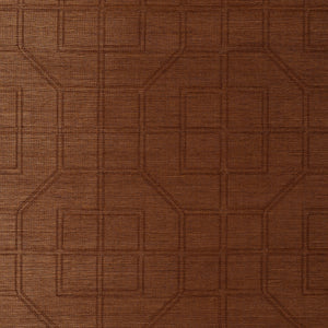 Schumacher - Linyi Embroidered Fret Sisal - Chestnut - 5003554 - Wallpaper