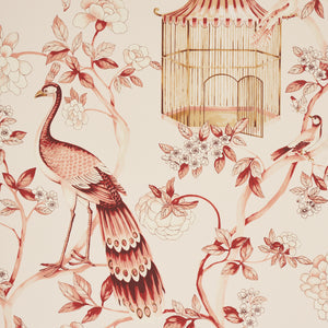 schumacher - oiseaux et fleurs - cinnabar - 5004082 - wallpaper