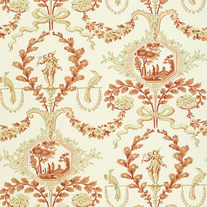 schumacher - jester arabesque - terra cotta - 5004111 - wallpaper