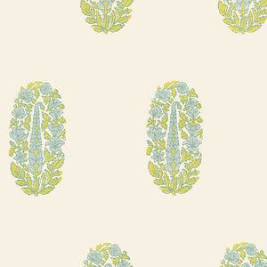 Schumacher - Askandra Flower - Pear & Water Blue - 5005312 - Wallpaper