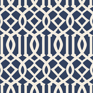 schumacher - imperial trellis ii - ivory / navy - 5005801 - wallpaper